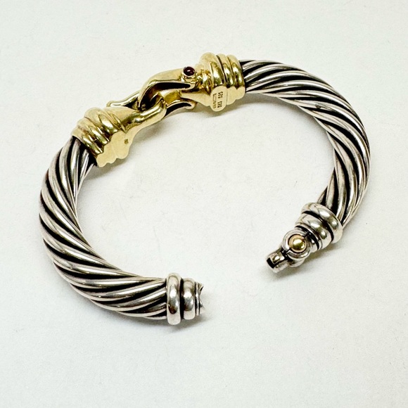 David Yurman 10mm Gold Buckle Sterling Silver Bracelet - Picture 9 of 11